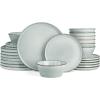 image:imageFamiware Tempus Plates and Bowls Sets for 6 18 Pieces Stoneware Dinnerware Sets Reactive Glaze Dishes Set Dishwasher ampamp Microwave Safe  Dark OliveANGreyBlue