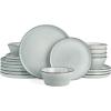 image:imageFamiware Tempus Plates and Bowls Sets for 6 18 Pieces Stoneware Dinnerware Sets Reactive Glaze Dishes Set Dishwasher ampamp Microwave Safe  Dark OliveANGreyBlue