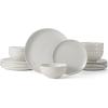 image:imageFamiware Tempus Plates and Bowls Sets for 6 18 Pieces Stoneware Dinnerware Sets Reactive Glaze Dishes Set Dishwasher ampamp Microwave Safe  Dark OliveMLWhite