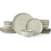 image:imageFamiware Tempus Plates and Bowls Sets for 6 18 Pieces Stoneware Dinnerware Sets Reactive Glaze Dishes Set Dishwasher ampamp Microwave Safe  Dark OliveMLSummer Sand