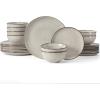 image:imageFamiware Tempus Plates and Bowls Sets for 6 18 Pieces Stoneware Dinnerware Sets Reactive Glaze Dishes Set Dishwasher ampamp Microwave Safe  Dark OliveMLSummer Sand