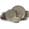 image:imageFamiware Tempus Plates and Bowls Sets for 6 18 Pieces Stoneware Dinnerware Sets Reactive Glaze Dishes Set Dishwasher ampamp Microwave Safe  Dark OliveAPCastle Wall