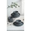 image:imageFamiware Nebula Ridge Stoneware Dinnerware Sets for 6 Plates and Bowls Sets 18 Pieces Dishes Set Microwave and Dishwasher Safe Kitchen Plates Matte BlackSpeckled Charcoal