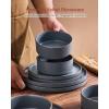 image:imageFamiware Nebula Ridge Stoneware Dinnerware Sets for 6 Plates and Bowls Sets 18 Pieces Dishes Set Microwave and Dishwasher Safe Kitchen Plates Matte BlackCharcoal