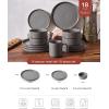 image:imageFamiware Nebula Ridge Stoneware Dinnerware Sets for 6 Plates and Bowls Sets 18 Pieces Dishes Set Microwave and Dishwasher Safe Kitchen Plates Matte BlackDark Gray