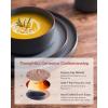 image:imageFamiware Nebula Ridge Stoneware Dinnerware Sets for 6 Plates and Bowls Sets 18 Pieces Dishes Set Microwave and Dishwasher Safe Kitchen Plates Matte BlackCharcoal