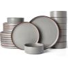 image:imageFamiware Nebula Ridge Stoneware Dinnerware Sets for 6 Plates and Bowls Sets 18 Pieces Dishes Set Microwave and Dishwasher Safe Kitchen Plates Matte BlackDark Gray