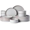 image:imageFamiware Nebula Ridge Stoneware Dinnerware Sets for 6 Plates and Bowls Sets 18 Pieces Dishes Set Microwave and Dishwasher Safe Kitchen Plates Matte BlackLight Gray