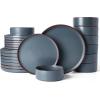 image:imageFamiware Nebula Ridge Stoneware Dinnerware Sets for 6 Plates and Bowls Sets 18 Pieces Dishes Set Microwave and Dishwasher Safe Kitchen Plates Matte BlackCharcoal