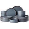 image:imageFamiware Nebula Ridge Stoneware Dinnerware Sets for 6 Plates and Bowls Sets 18 Pieces Dishes Set Microwave and Dishwasher Safe Kitchen Plates Matte BlackCharcoal