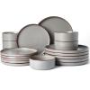 image:imageFamiware Nebula Ridge Stoneware Dinnerware Sets for 6 Plates and Bowls Sets 18 Pieces Dishes Set Microwave and Dishwasher Safe Kitchen Plates Matte BlackDark Gray