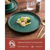 image:imageFamiware Nebula Ridge Stoneware Dinnerware Sets for 6 Plates and Bowls Sets 18 Pieces Dishes Set Microwave and Dishwasher Safe Kitchen Plates Matte BlackDark Green