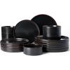 image:imageFamiware Nebula Ridge Stoneware Dinnerware Sets for 6 Plates and Bowls Sets 18 Pieces Dishes Set Microwave and Dishwasher Safe Kitchen Plates Matte BlackMatte Black