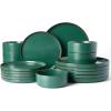 image:imageFamiware Nebula Ridge Stoneware Dinnerware Sets for 6 Plates and Bowls Sets 18 Pieces Dishes Set Microwave and Dishwasher Safe Kitchen Plates Matte BlackDark Green