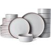 image:imageFamiware Nebula Ridge Stoneware Dinnerware Sets for 6 Plates and Bowls Sets 18 Pieces Dishes Set Microwave and Dishwasher Safe Kitchen Plates Matte BlackLight Gray