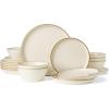 image:imageFamiware Saturn Dinnerware Sets for 4 12 Pieces Stoneware Plates and Bowls Dish Set  Chip and Scratch Resistant Microwave and Dishwasher Safe Tableware Dark GrayVanilla White