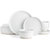 image:imageFamiware Saturn Dinnerware Sets for 4 12 Pieces Stoneware Plates and Bowls Dish Set  Chip and Scratch Resistant Microwave and Dishwasher Safe Tableware Dark GrayWhite Speckled 