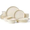 image:imageFamiware Saturn Dinnerware Sets for 4 12 Pieces Stoneware Plates and Bowls Dish Set  Chip and Scratch Resistant Microwave and Dishwasher Safe Tableware Dark GrayVanilla White