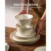 image:imageFamiware Saturn Dinnerware Sets for 4 12 Pieces Stoneware Plates and Bowls Dish Set  Chip and Scratch Resistant Microwave and Dishwasher Safe Tableware Dark GrayVanilla White