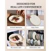image:imageFamiware Saturn Dinnerware Sets for 4 12 Pieces Stoneware Plates and Bowls Dish Set  Chip and Scratch Resistant Microwave and Dishwasher Safe Tableware Dark GrayVanilla White