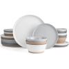 image:imageFamiware Saturn Dinnerware Sets for 4 12 Pieces Stoneware Plates and Bowls Dish Set  Chip and Scratch Resistant Microwave and Dishwasher Safe Tableware Dark GrayMultiColor Speckled 