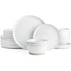 image:imageFamiware Saturn Dinnerware Sets for 4 12 Pieces Stoneware Plates and Bowls Dish Set  Chip and Scratch Resistant Microwave and Dishwasher Safe Tableware Dark GrayWhite Speckled 