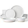 image:imageFamiware Saturn Dinnerware Sets for 4 12 Pieces Stoneware Plates and Bowls Dish Set  Chip and Scratch Resistant Microwave and Dishwasher Safe Tableware Dark GrayWhite Speckled 