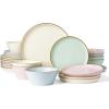 image:imageFamiware Saturn Dinnerware Sets for 4 12 Pieces Stoneware Plates and Bowls Dish Set  Chip and Scratch Resistant Microwave and Dishwasher Safe Tableware Dark GrayMulticolor