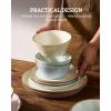 image:imageFamiware Saturn Dinnerware Sets for 4 12 Pieces Stoneware Plates and Bowls Dish Set  Chip and Scratch Resistant Microwave and Dishwasher Safe Tableware Dark GrayMulticolor