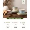 image:imageFamiware Saturn Dinnerware Sets for 4 12 Pieces Stoneware Plates and Bowls Dish Set  Chip and Scratch Resistant Microwave and Dishwasher Safe Tableware Dark GrayMulticolor