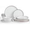image:imageFamiware Saturn Dinnerware Sets for 4 12 Pieces Stoneware Plates and Bowls Dish Set  Chip and Scratch Resistant Microwave and Dishwasher Safe Tableware Dark GraySpeckled White