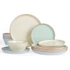 image:imageFamiware Saturn Dinnerware Sets for 4 12 Pieces Stoneware Plates and Bowls Dish Set  Chip and Scratch Resistant Microwave and Dishwasher Safe Tableware Dark GrayMulticolor