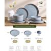 image:imageFamiware Meteor Plates and Bowls Sets for 4 12 Pieces Dinnerware Sets Microwave and Dishwasher Safe Dishes Set Blue GrayBlue Gray