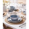 image:imageFamiware Meteor Plates and Bowls Sets for 4 12 Pieces Dinnerware Sets Microwave and Dishwasher Safe Dishes Set Blue GrayBlue Gray