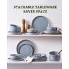 image:imageFamiware Meteor Plates and Bowls Sets for 4 12 Pieces Dinnerware Sets Microwave and Dishwasher Safe Dishes Set Blue GrayBlue Gray