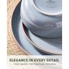 image:imageFamiware Meteor Plates and Bowls Sets for 4 12 Pieces Dinnerware Sets Microwave and Dishwasher Safe Dishes Set Blue GrayBlue Gray