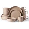 image:imageFamiware Meteor Plates and Bowls Sets for 4 12 Pieces Dinnerware Sets Microwave and Dishwasher Safe Dishes Set Blue GrayCinnamon Brown