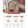 image:imageFamiware Meteor Plates and Bowls Sets for 4 12 Pieces Dinnerware Sets Microwave and Dishwasher Safe Dishes Set Blue GrayCinnamon Brown