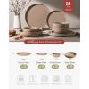 image:imageFamiware Meteor Plates and Bowls Sets for 4 12 Pieces Dinnerware Sets Microwave and Dishwasher Safe Dishes Set Blue GrayCinnamon Brown