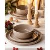 image:imageFamiware Meteor Plates and Bowls Sets for 4 12 Pieces Dinnerware Sets Microwave and Dishwasher Safe Dishes Set Blue GrayCinnamon Brown