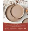 image:imageFamiware Meteor Plates and Bowls Sets for 4 12 Pieces Dinnerware Sets Microwave and Dishwasher Safe Dishes Set Blue GrayCinnamon Brown
