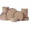 image:imageFamiware Meteor Plates and Bowls Sets for 4 12 Pieces Dinnerware Sets Microwave and Dishwasher Safe Dishes Set Blue GrayCinnamon Brown