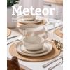 image:imageFamiware Meteor Plates and Bowls Sets for 4 12 Pieces Dinnerware Sets Microwave and Dishwasher Safe Dishes Set Blue GrayCreamy White