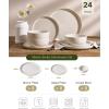 image:imageFamiware Meteor Plates and Bowls Sets for 4 12 Pieces Dinnerware Sets Microwave and Dishwasher Safe Dishes Set Blue GrayCreamy White