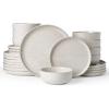 image:imageFamiware Meteor Plates and Bowls Sets for 4 12 Pieces Dinnerware Sets Microwave and Dishwasher Safe Dishes Set Blue GrayCreamy White