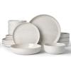 image:imageFamiware Meteor Plates and Bowls Sets for 4 12 Pieces Dinnerware Sets Microwave and Dishwasher Safe Dishes Set Blue GrayCreamy White