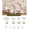 image:imageFamiware Meteor Plates and Bowls Sets for 4 12 Pieces Dinnerware Sets Microwave and Dishwasher Safe Dishes Set Blue GrayCreamy White