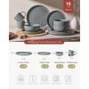 image:imageFamiware Meteor Plates and Bowls Sets for 4 12 Pieces Dinnerware Sets Microwave and Dishwasher Safe Dishes Set Blue GrayDark Gray