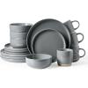 image:imageFamiware Meteor Plates and Bowls Sets for 4 12 Pieces Dinnerware Sets Microwave and Dishwasher Safe Dishes Set Blue GrayDark Gray