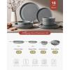 image:imageFamiware Meteor Plates and Bowls Sets for 4 12 Pieces Dinnerware Sets Microwave and Dishwasher Safe Dishes Set Blue GrayDark Gray